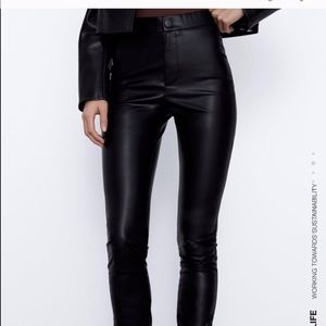 ISO ZARA Extra Long Faux Leather Leggings SIZE XS